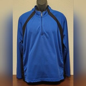 Men's Blue and Black Quarter-Zip Jacket